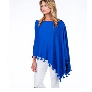 Caroline Grace Cotton and Cashmere Blue Topper Wrap with Tassels